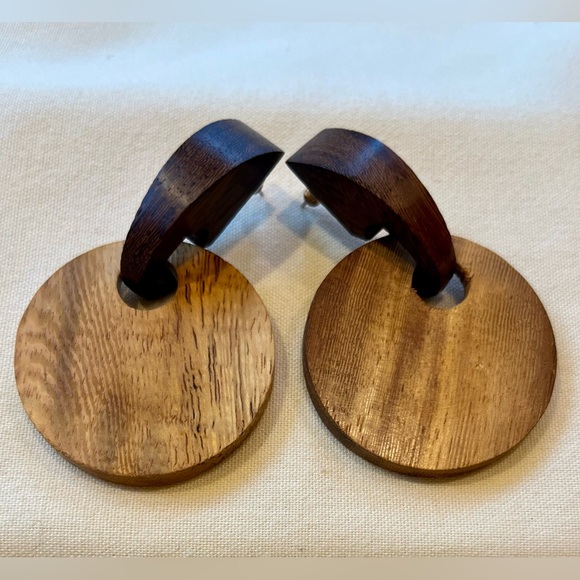 2 Tone 2 Piece Wooden Earrings - Picture 10 of 16